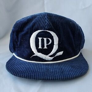 IPQ Blue Corduroy Vintage Quality Snapback Cap Adjustable Hat Clean‎ Retro USA